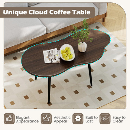 Dreamade Cloud Coffee Table | 39.5" Small Center Table with Metal Frame