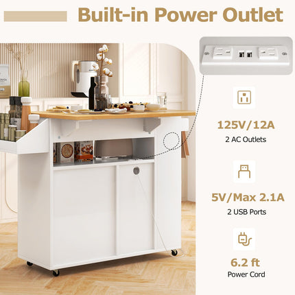 Dreamade Rolling Kitchen Island Cart w/Drop Leaf
