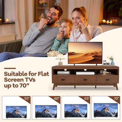 Dreamade TV Stand for 60-70 Inch TV Mid-Century Modern Entertainment Center with 3 Storage Drawers