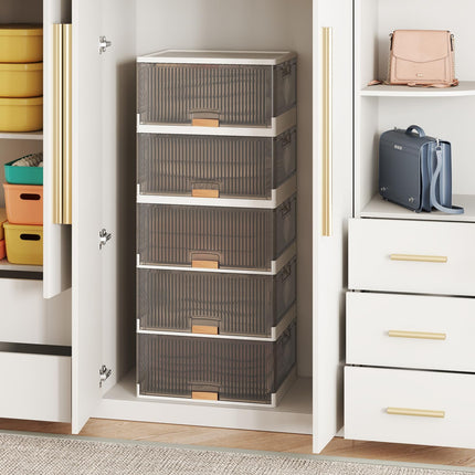 Dreamade 5 Tier Stackable Storage Bins with Lids 22.5 Gal Foldable Shoe Storage Box