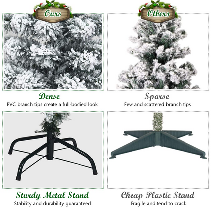 Dreamade 4.5ft / 6ft / 7.5ft Artificial Snow Flocked Christmas Tree - DreamadeUS