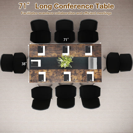 Dreamade Rectangular Meeting Table with Mesh Storage Shelf and Cable Grommet