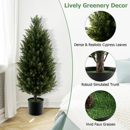 Dreamade 3FT Artificial Topiary Cedar Tree, Faux Potted Plants Artificial Cypress Tree with Cement Plastic Pot