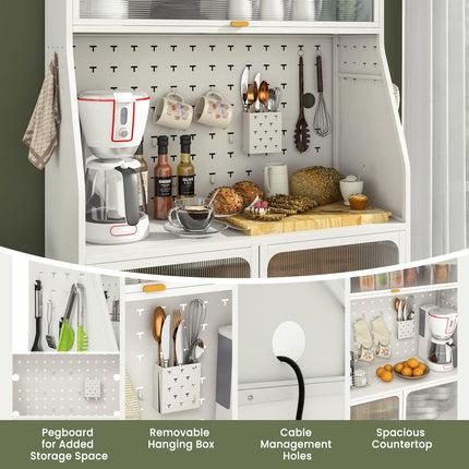 Dreamade Pantry Organizers and Storage, 63.5" H Kitchen Buffet Cabinet with Hutch, Pegboard