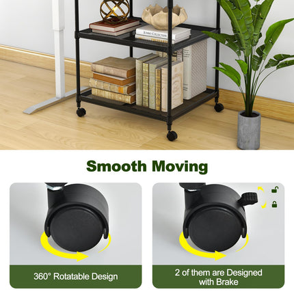 Dreamade Printer Stand, 3-Tier Industrial Printer Cart with Lockable Wheels