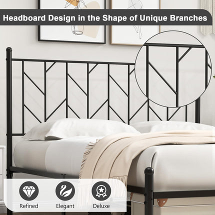 Dreamade Queen/Full/Twin Size Metal Bed Frame with Victorian Style Headboard