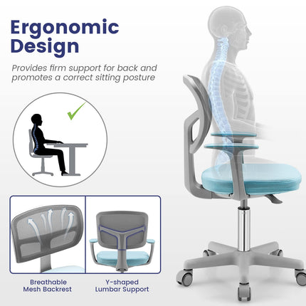 Dreamade Adjustable Desk Chair with Auto Brake Casters for Kids