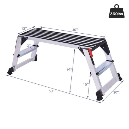 DreamadeAluminum Platform Non-Slip Folding Work Bench Drywall Stool Ladder 330lbs Capacity