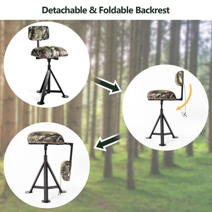 DREAMADE Hunting Chair, 360° Swivel Deer Blind Chair with Padded Seat