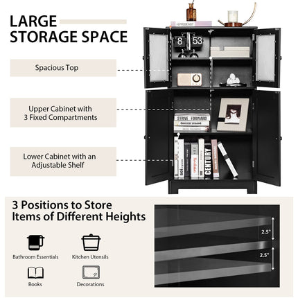 Dreamade Storage Cabinet with Doors - Bathroom Floor Cabinet, Freestanding Tall Cabinet