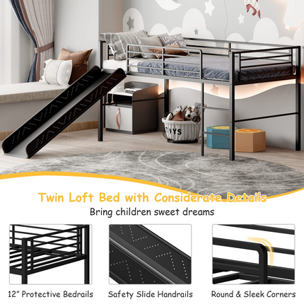Dreamade Twin Loft Bed with Slide