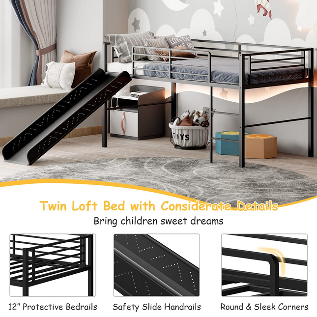Dreamade Twin Loft Bed with Slide