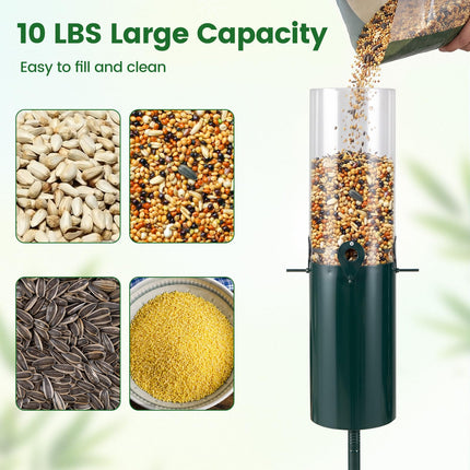Dreamade 10 LBS Large Capacity Squirrel Proof Bird Feeder with Pole Mount and Baffle