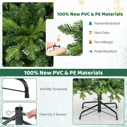 Dreamade Pre-Lit Artificial Christmas Tree, Hinged Xmas Tree with Warm-White & Multi-Color LED Lights