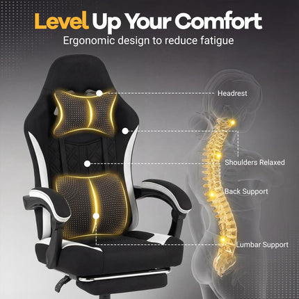 Dreamade Ergonomic Computer Desk Chair with Headrest, Lumbar Support