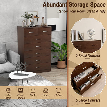 Dreamade 7 Drawers Dresser for Bedroom - Wooden Chest of Drawers with Anti-toppling Device