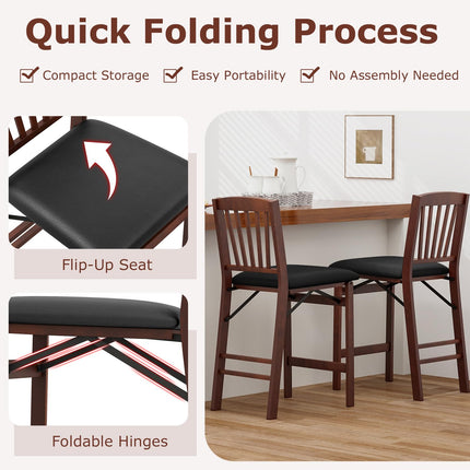 Dreamade Folding Bar Stools Set, 24.5" Counter Height Bar Dining Chairs with Back