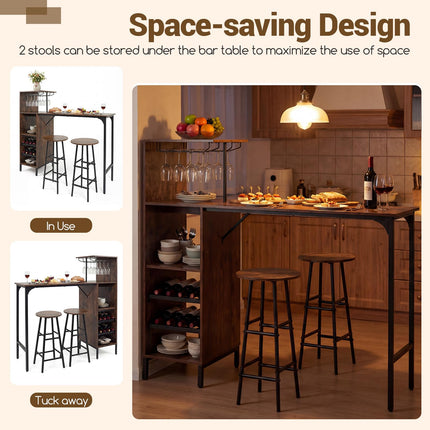 Dreamade 3 Pieces Bar Table and Stools Set for Home