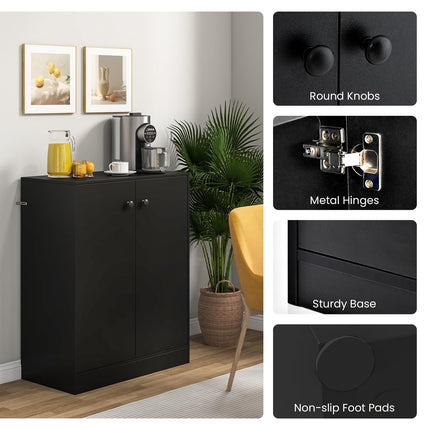 Dreamade 2 Door Storage Base Cabinet - Freestanding Floor Cabinet with 3-Tier Shelf