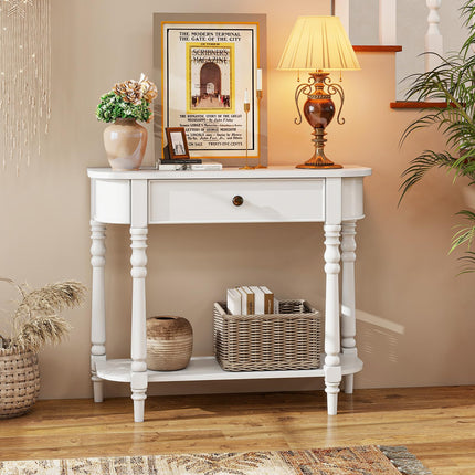 Dreamade 36" Wooden Entryway Table with Storage Drawer & Open Shelf