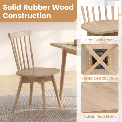Dreamade Windsor Mid Century Rubber Wood Kitchen Chairs with Swivel Seat & Spindle Back (2/4)