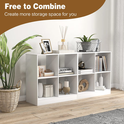 Dreamade 4-Cube Bookcase - 2-Tier Bookshelf Open Back