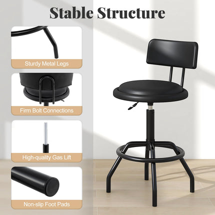 Dreamade Swivel Bar Stools Set of 1/2/3/4, 24.5"-29" Height Adjustable Counter Height Chairs w/Back