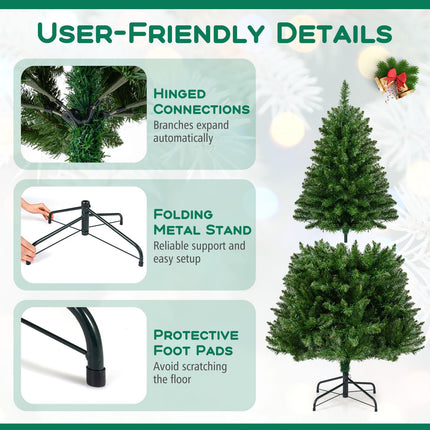 Dreamade Pre-Lit Artificial Christmas Tree with 7 Lighting Modes & Folding Metal Stand