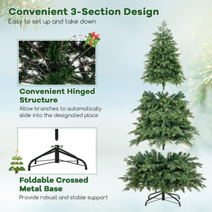Dreamade 6ft Artificial Christmas Tree, Unlit Green Hinged Xmas Full Tree with 721 Lush Branch Tips