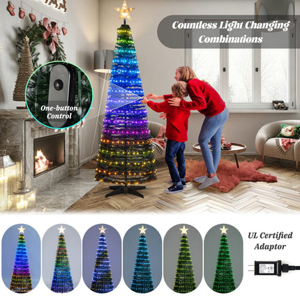 Dreamade 6 FT Pop Up Christmas Tree, Pre-Lit Collapsible Xmas Tree with 282 RGB LED Lights