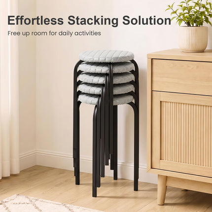 Dreamade 18" Stackable Stools Set of 6 | Round Nesting Stools with Removable Washable Covers