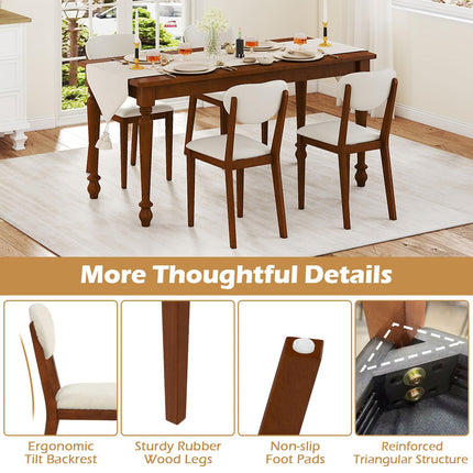 Dreamade Sherpa Dining Chairs Set of 4 Modern Kitchen Chair w/Rubber Wood Legs