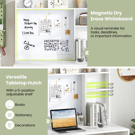 Dreamade White Computer Desk with Hutch
