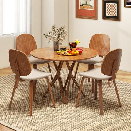 Dreamade Wooden Dining Chairs Set of 2/4 Chenille Fabric Upholstered Kitchen Chair w/Bentwood Frame