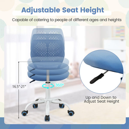 Dreamade Kids Desk Chair, Children Armless Study Chair with Adjustable Height, for Girls Boys Teens