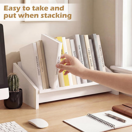 Dreamade Wood Desktop Bookshelf Tilting Tabletop Bookcase