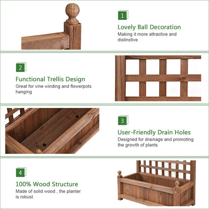 DREAMADE Raised Garden Bed with Trellis, 25" x 11" x 48" Planter