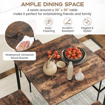 Dreamade 5-Piece Dining Table Set W/Counter Height Table & 4 Bar Stools