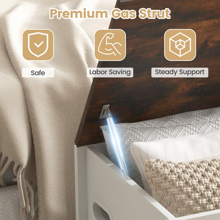 Dreamade Flip-top Storage Chest, Lift Top Storage Bench w/Pneumatic Rod & Safety Hinges