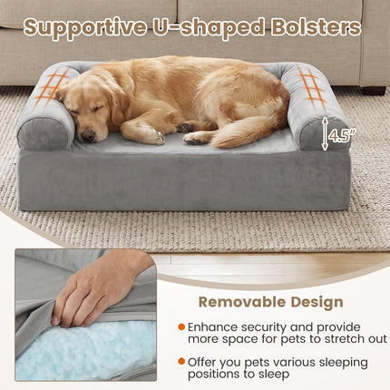 Dreamade Cooling Gel Memory Foam Dog Bed for Medium Dogs with Washable Cover