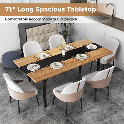 Dreamade 71" Dining Table for 6-8 People with Heavy-Duty Metal Frame Storage Rack