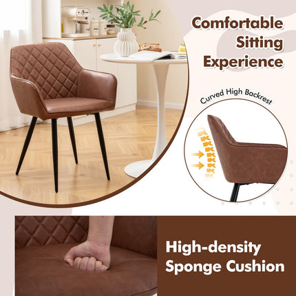 Dreamade Mid Century Modern Dining Chairs Set of 2/4, Upholstered Accent Chairs w/Curved Backrest, Wide Seat & Armrests