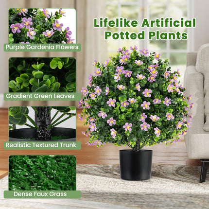 Dreamade Set of 2 Faux Potted Plants Artificial Shrubs Bushes with Flowers