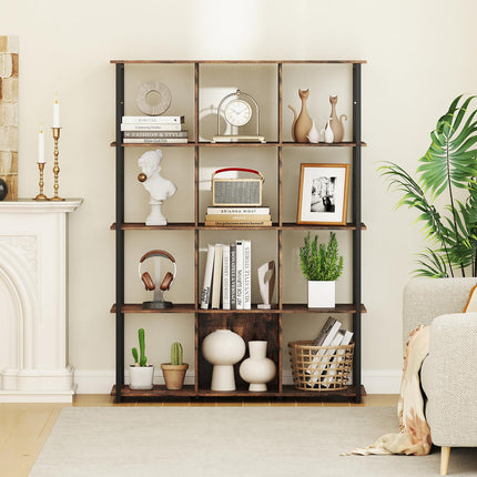 Dreamade 12 Cube Bookcase 5 Tier Industrial Bookshelf