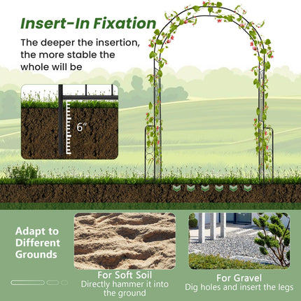Dreamade Garden Arch Trellis - 7.9 ft Metal Arbor Pergola