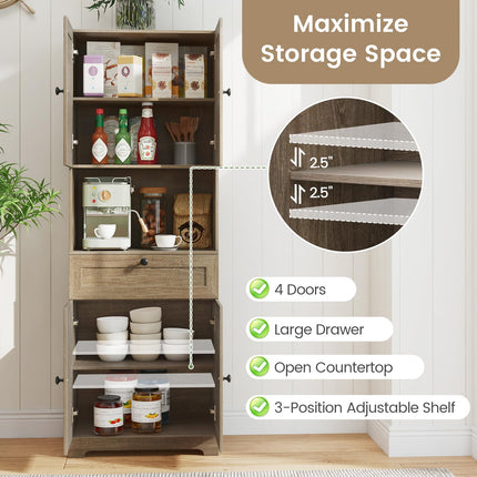 Dreamade 67.5" Tall Floor Storage Cabinet w/4 Doors & 1 Drawer