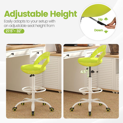 Dreamade Drafting Chair with Back Ergonomic Rolling Stool with Footrest