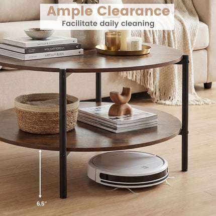 Dreamade 33.5" Small Center Table with Open Storage Shelf and Heavy-Duty Metal Frame