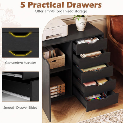 Dreamade 5-Drawer File Cabinet with Door (31" W x 16" D x 25.5")