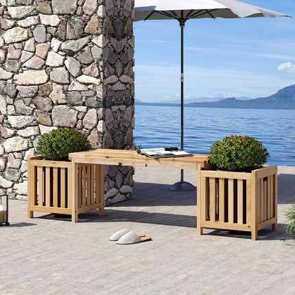 Dreamade 2-in-1 Outdoor Bench with 2 Raised Garden Beds